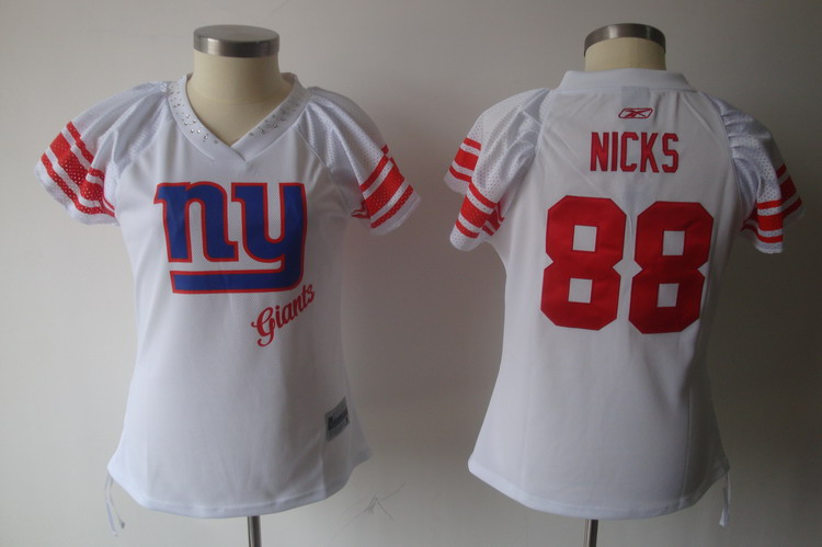 Giants #88 Hakeem Nicks White 2011 Women's Field Flirt Stitched NFL Jersey